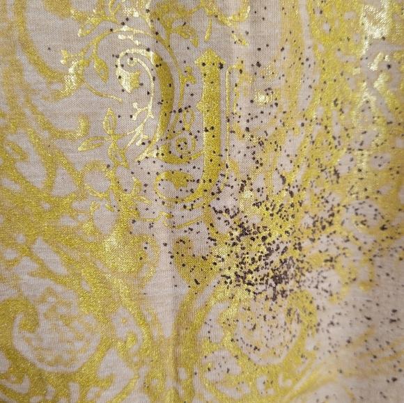 Yuka Tan And Gold Y2K Cybersigilism Avant Garde Short Sleeve Tunic Shirt - Picture 10 of 10